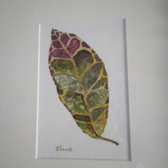 WATERCOLOR LEAF FRAMED PAINTING - Picture 3 of 4